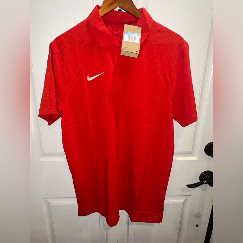 Nike Dri-Fit Football Coach Sideline Red Polo Shirt FJ9554-657 Men's Size M NWT